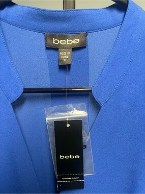 bebe Electric Blue V-Neck Blouse